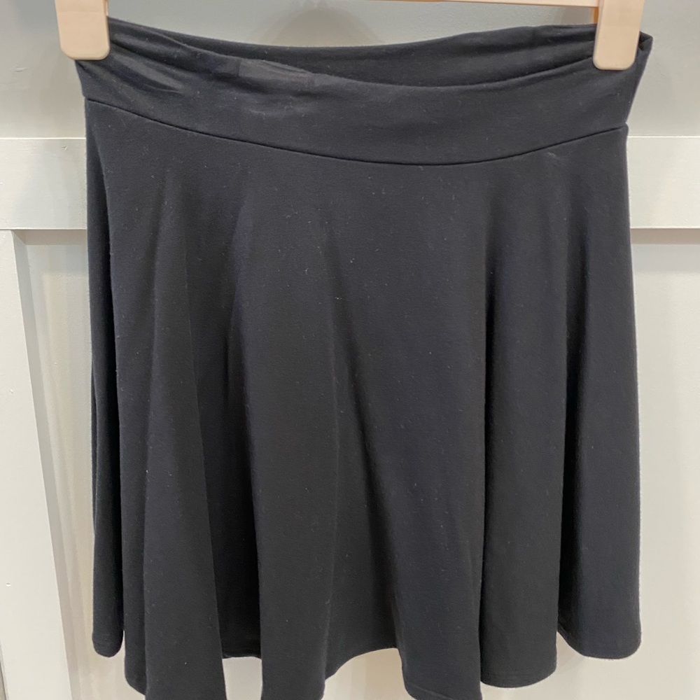 Black flared mini skirt